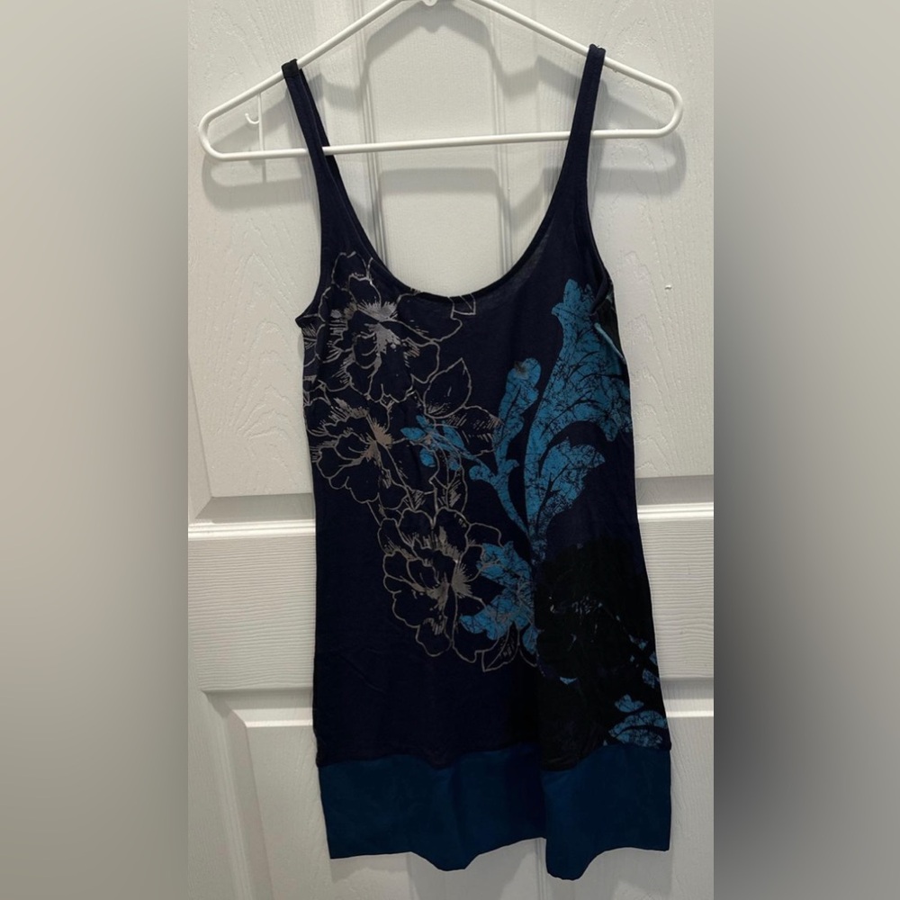 2010 Express Navy Tank Dress with Floral Print